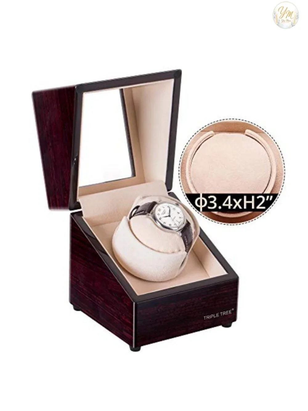 Single Watch Winder, Solid Wood, Super Quiet Japanese Motor, 4 Rotation Modes,